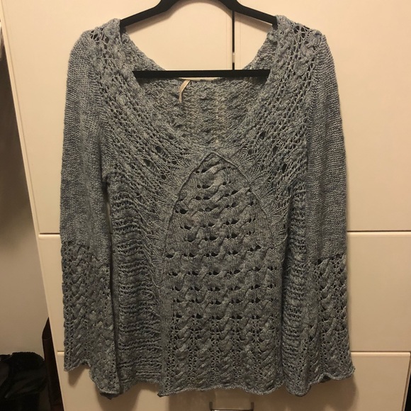 Free People Sweaters - Free People chunky knit sweater Gray Blue Large